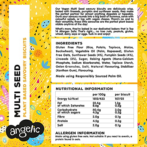 Angelic Free From Vegan Savoury Crackers 8 Pack Mixed Variety Box. Multi Pack Gluten & Allergen Free Snack Biscuit Bites. Low Calorie Plant Based Snacking Crisps For Cheese, Dip, Sauce & Houmous.