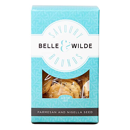 Belle & Wilde Parmesan & Nigella Seed Savoury Rounds |Handcrafted, With No Preservatives, Suitable For Vegetarians & 100% Gluten Free | Tasty Little Savoury Biscuit | Perfect For Any Snacking Occasion