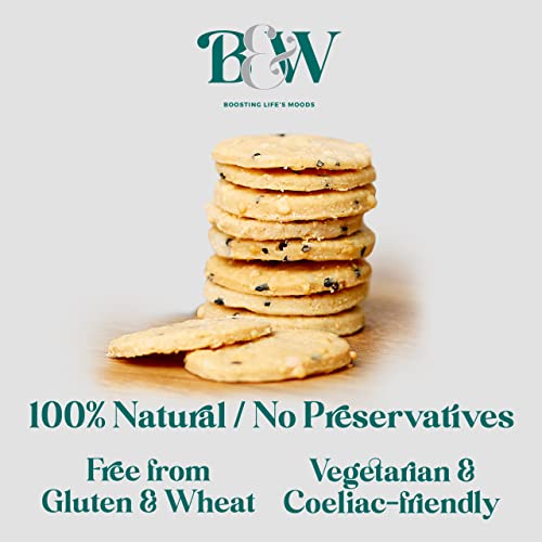 Belle & Wilde Parmesan & Nigella Seed Savoury Rounds |Handcrafted, With No Preservatives, Suitable For Vegetarians & 100% Gluten Free | Tasty Little Savoury Biscuit | Perfect For Any Snacking Occasion