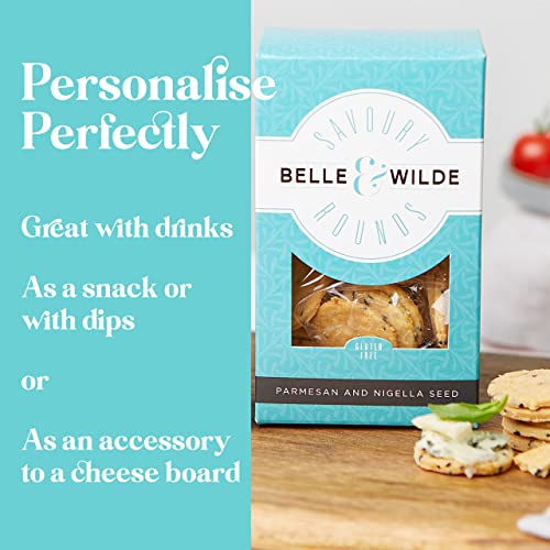 Belle & Wilde Parmesan & Nigella Seed Savoury Rounds |Handcrafted, With No Preservatives, Suitable For Vegetarians & 100% Gluten Free | Tasty Little Savoury Biscuit | Perfect For Any Snacking Occasion