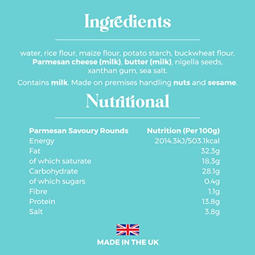 Belle & Wilde Parmesan & Nigella Seed Savoury Rounds |Handcrafted, With No Preservatives, Suitable For Vegetarians & 100% Gluten Free | Tasty Little Savoury Biscuit | Perfect For Any Snacking Occasion