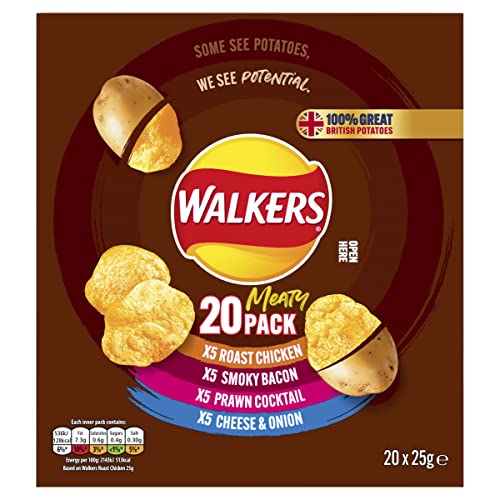 Walkers Meaty Variety Multipack Crisps Box 20x25g