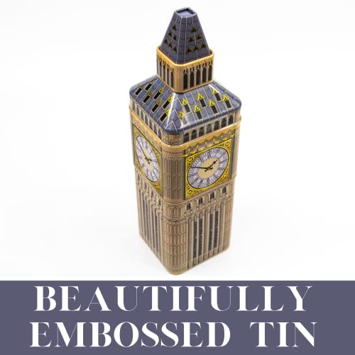 Big Ben Souvenir Tin Filled with Devon Toffees - Toffee Sweets Gift Box with Individually Wrapped Sweets, Confectionery Gifts - British Gifts and London Souvenirs Gifts by The Silver Crane Company