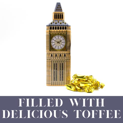 Big Ben Souvenir Tin Filled with Devon Toffees - Toffee Sweets Gift Box with Individually Wrapped Sweets, Confectionery Gifts - British Gifts and London Souvenirs Gifts by The Silver Crane Company