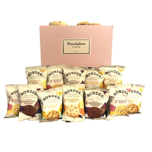Border Biscuits Hamper Gift Set Including 12 Packs of 2 Biscuits (24 Total) In a Luxury Pink Hamper Box | The Chosen Gift For Biscuit Lovers