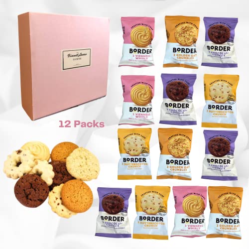 Border Biscuits Hamper Gift Set Including 12 Packs of 2 Biscuits (24 Total) In a Luxury Pink Hamper Box | The Chosen Gift For Biscuit Lovers