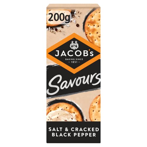 Jacob's Savours Bakes Salt and Cracked Black Peppers Crackers 200 g