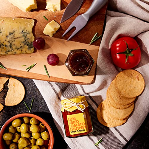 Josh & Jim's | Luxury Savoury Trio Gift Pack | Cheddar Cheese Biscuits 150g, Sundried Tomato Chutney with Garlic 90g, Caramelised Onion Chutney 100g