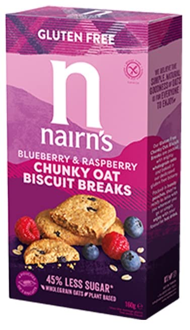 Nairn's Gluten Free Sweet Variety Pack - Choc Chip/Stem Ginger/Fruit/Salted Caramel/Dark Chocolate Coconut/Blueberry & Raspberry Chunky Biscuit Breaks Etc. Pack of 6