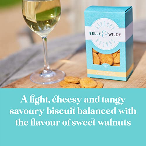 Belle & Wilde Cheese, Walnut & Smoked Paprika Savoury Rounds | Handcrafted, No Preservatives, Suitable For Vegetarians & 100% Gluten Free | Tasty Savoury Biscuit | Perfect For Any Snacking Occasion