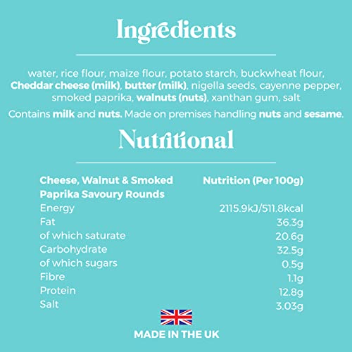 Belle & Wilde Cheese, Walnut & Smoked Paprika Savoury Rounds | Handcrafted, No Preservatives, Suitable For Vegetarians & 100% Gluten Free | Tasty Savoury Biscuit | Perfect For Any Snacking Occasion