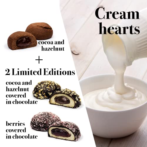 Sicilian Stuffed Hearts, 24 assorted single-portion biscuits | 18 Hearts filled with Jam and 6 Hearts filled with Cream, in an elegant gift box | Moreca, Sicilian sweets, artisanal production