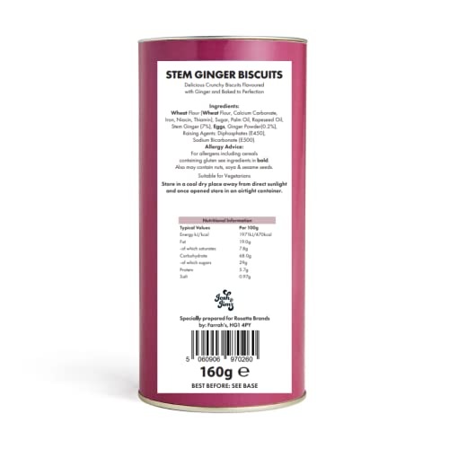 Josh & Jim's Ginger Crunch Biscuits, 160g Drum | Traditional British Recipe | Suitable for Vegetarians | Fantastic with Tea & Coffee | Delicious Sweet Treat | Quality Ingredients