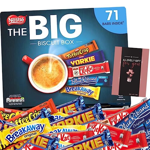 Nestle Lunchbox Snacks - The Big Biscuit Box Of Chocolate Bars Multipack With Cards- Individually Wrapped Sweets Multipack For Fathers Day, Birthday, Thank You Sweets, Christmas, Easter More
