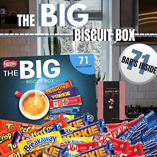 Nestle Lunchbox Snacks - The Big Biscuit Box Of Chocolate Bars Multipack With Cards- Individually Wrapped Sweets Multipack For Fathers Day, Birthday, Thank You Sweets, Christmas, Easter More