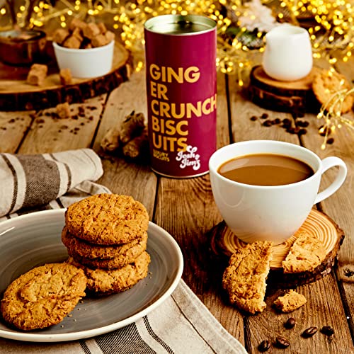 Josh & Jim's Ginger Crunch Biscuits, 160g Drum | Traditional British Recipe | Suitable for Vegetarians | Fantastic with Tea & Coffee | Delicious Sweet Treat | Quality Ingredients