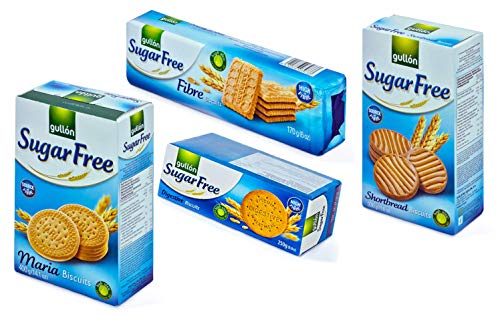 Gullon Sugar Free Biscuits Plain Assortment x 4 Types - Maria, Shortbread, Fibre & Digestives