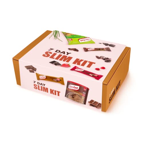 AETN Creations 7 Day Starter Kit Chocolate Edition Weight Loss Diet Pack Slimfast Chocolate Powder Shake, Meal Replacement, Snack Bags and Bars from Slim Fast and Magnet High Protein and Fibre