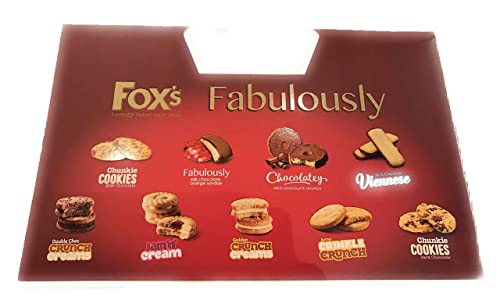 Foxs Fabulously Biscuit Selection Assortment Luxury Box |9 Varieties |Milk/Dark Choc Chunkie Cookies |Orange Sundae |Milk Chocolate Rounds |Viennese Fingers |Jam Creams |Golden/Butter Creams & Crunch