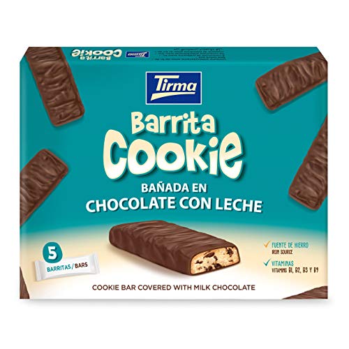 Tirma Chocolate Chips Biscuit Bars Covered in Milk Chocolate 108g | 5 Individually Wrapped Spanish Coffee Biscuits | Vegetarian | Snack On the Go