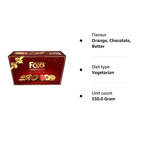 Foxs Fabulously Biscuit Selection Assortment Luxury Box |9 Varieties |Milk/Dark Choc Chunkie Cookies |Orange Sundae |Milk Chocolate Rounds |Viennese Fingers |Jam Creams |Golden/Butter Creams & Crunch