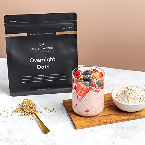 Protein Works - Overnight Oats | High Protein Breakfast | Low Sugar Snack | Low GI Oats | Caramel Latte | 500 g