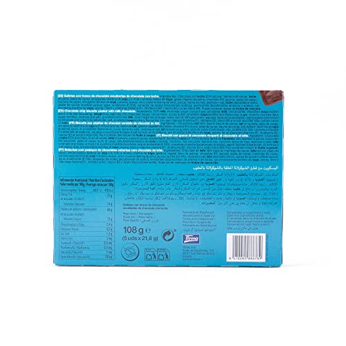 Tirma Chocolate Chips Biscuit Bars Covered in Milk Chocolate 108g | 5 Individually Wrapped Spanish Coffee Biscuits | Vegetarian | Snack On the Go