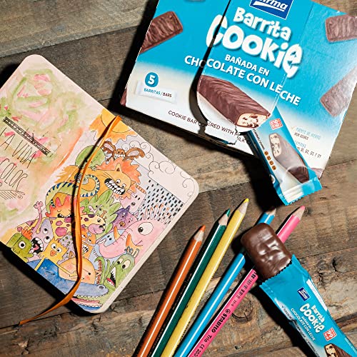 Tirma Chocolate Chips Biscuit Bars Covered in Milk Chocolate 108g | 5 Individually Wrapped Spanish Coffee Biscuits | Vegetarian | Snack On the Go