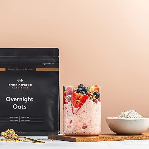 Protein Works - Overnight Oats | High Protein Breakfast | Low Sugar Snack | Low GI Oats | Caramel Latte | 500 g