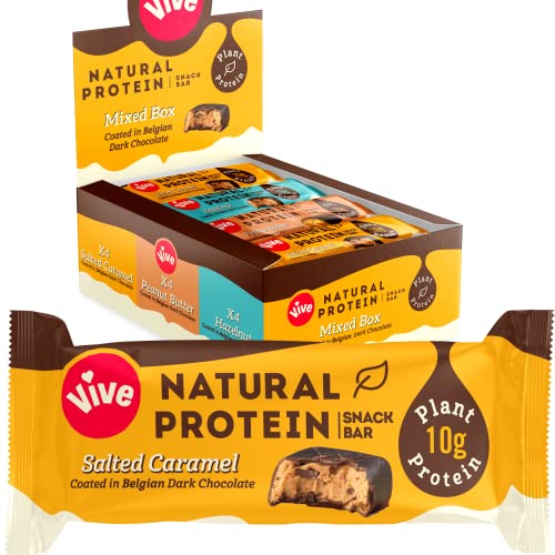 Vive Gluten Free Protein Bars, High Protein Snacks, Vegan, High-Fibre, 100% Natural, Non-Dairy, Variety, 12-Pack