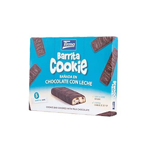 Tirma Chocolate Chips Biscuit Bars Covered in Milk Chocolate 108g | 5 Individually Wrapped Spanish Coffee Biscuits | Vegetarian | Snack On the Go