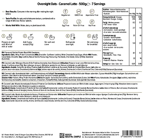 Protein Works - Overnight Oats | High Protein Breakfast | Low Sugar Snack | Low GI Oats | Caramel Latte | 500 g