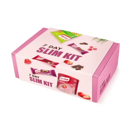 AETN Creations 7 Day Starter Kit Berry Edition Weight Loss Diet Pack with Slimfast Strawberry Powder Shake, Meal Replacement Bars, Snack Bags and Bars