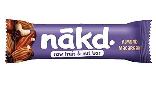 Nakd Almond Macaroon Fruit, Nut & Bar - Healthy Snack - Vegan - Gluten Free, 4 x 34g