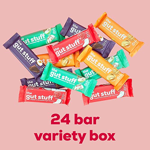 The Gut Stuff – Good Fibrations High Fibre Fruit & Nut Bars – Mixed Flavours – 24 x 35g Bar Box – Gut Friendly Snack, Gluten-Free, Vegan, Low Calorie