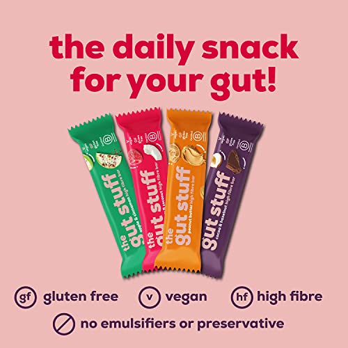 The Gut Stuff – Good Fibrations High Fibre Fruit & Nut Bars – Mixed Flavours – 24 x 35g Bar Box – Gut Friendly Snack, Gluten-Free, Vegan, Low Calorie
