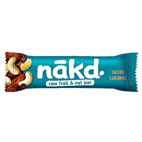 Nakd Salted Caramel Natural Fruit & Nut Bars - Vegan - Healthy Snack - Gluten Free, 35g (Pack of 18)