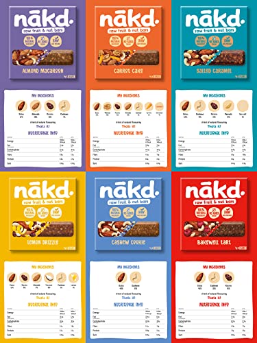 Nakd Bars Multipack 24 - Nakd Fruit And Nut Bars 24 x 30-35g. Healthy Snacks for Adults and Children. Breakfast Bars Food. Vegan, Dairy Free, Wheat Free, Gluten Free Bars. (Nakd Bars 24 and Nakd Bar.)