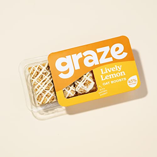 Graze Lively Lemon Oat Flapjacks, Vegetarian Healthy Snacks, High in Fibre, 3 Bars per Punnet, Whole Oats & Natural Flavours (9 x 53g Snacks)