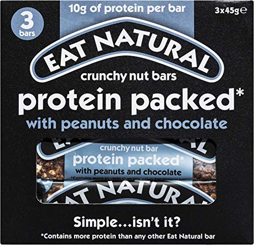 Eat Natural Protein Bars, Protein Packed with Peanuts & Chocolate Bars, 3 x 45g