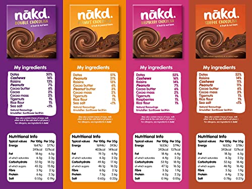 Nakd Bars Multipack 24 - Nakd Fruit And Nut Bars 24 x 30-35g. Healthy Snacks for Adults and Children. Breakfast Bars Food. Vegan, Dairy Free, Wheat Free, Gluten Free Bars. (Nakd Bars 24 and Nakd Bar.)