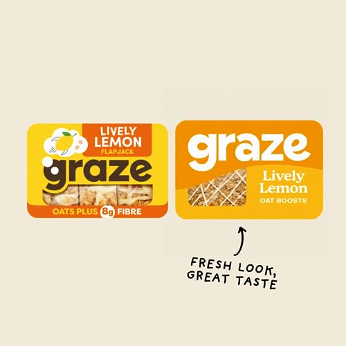 Graze Lively Lemon Oat Flapjacks, Vegetarian Healthy Snacks, High in Fibre, 3 Bars per Punnet, Whole Oats & Natural Flavours (9 x 53g Snacks)