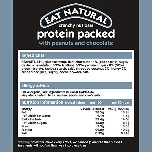 Eat Natural Protein Bars, Protein Packed with Peanuts & Chocolate Bars, 3 x 45g