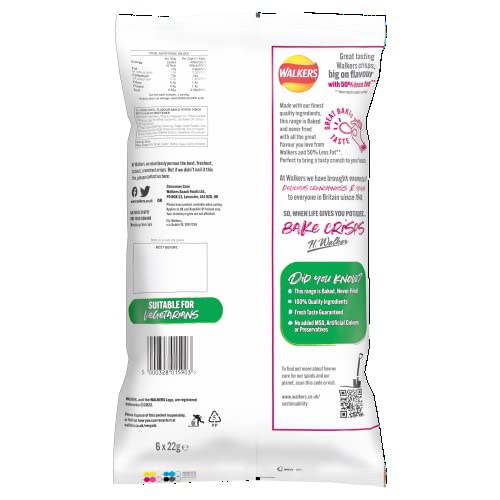 Walkers Oven Baked Prawn Cocktail Crisps 6 x 22g