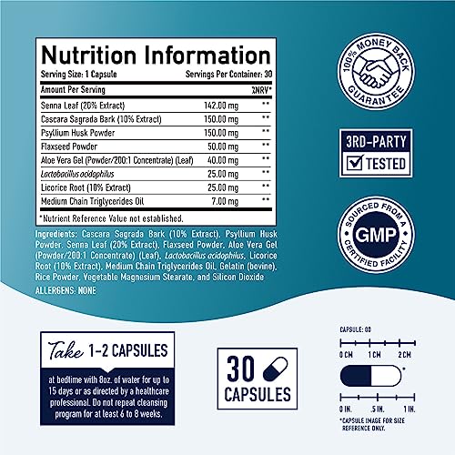 15 Day Colon Detox & Cleanse | Supports Constipation Relief & Bloating with Probiotics | Herbal Laxatives for Regularity & Gut Health Support* | Gluten-Free, Third-Party Tested | 30 Capsules