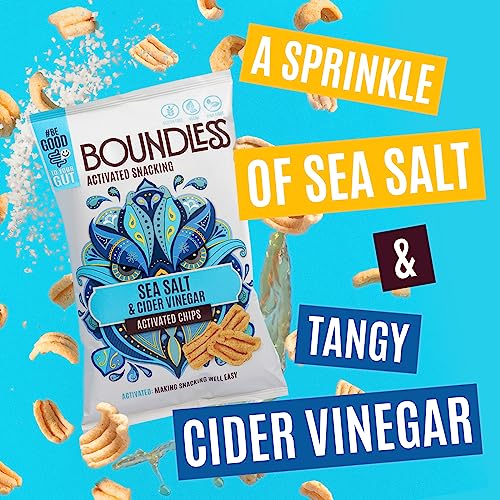 Boundless Activated Chips - Gut Health Vegan Crisps Multipack - Sea Salt & Cider Vinegar Crisps - Pea Protein Crisps - Gluten Free Snacks, Vegan Protein Snacks, Healthy Crisps Share Bag, 10 x 80g
