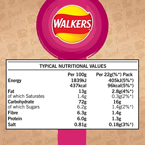 Walkers Oven Baked Prawn Cocktail Crisps 6 x 22g