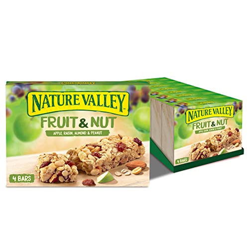 Nature Valley Fruit & Nut Apple, Raisin, Almond & Peanut Bars 4 x 30g (120g) (Pack of 8, total 32 bars), Beige