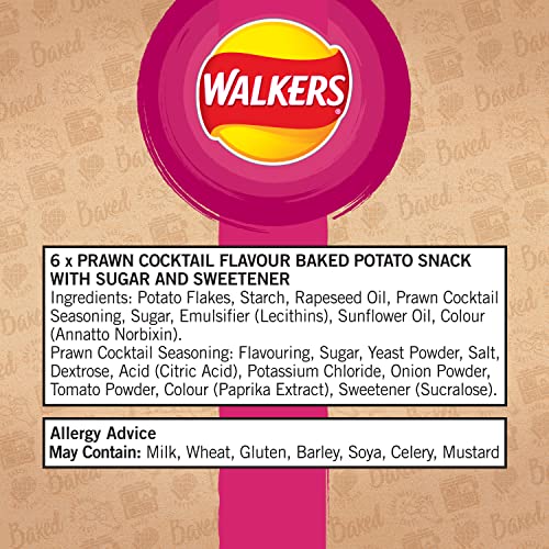 Walkers Oven Baked Prawn Cocktail Crisps 6 x 22g