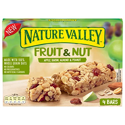 Nature Valley Fruit & Nut Apple, Raisin, Almond & Peanut Bars 4 x 30g (120g) (Pack of 8, total 32 bars), Beige